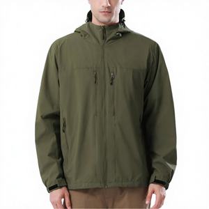 Chaqueta Cortavientos Impermeable de Invierno para Hombre, con Cremallera Frontal, Ecológica, Transpirable, con Capucha, Color Liso, Nueva y en Oferta - Product Image 3