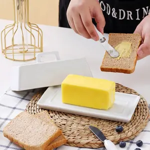 Amazon Hotsales Rettangolare contenitori di ceramica ceram francese crema di formaggio custode contenitore della mucca piatto di burro