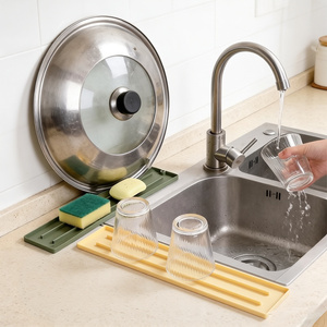 Alfombrilla <span class=keywords><strong>de</strong></span> silicona para tapas <span class=keywords><strong>de</strong></span> ollas, multifuncional para cocina y estufa, drenaje <span class=keywords><strong>de</strong></span> agua, antideslizante para encimera, duradera para el hogar - Product Image 2