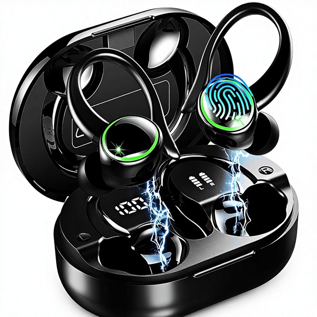 Wireless Earbuds 5.4 ENC Noise Cancelling IP7 Waterproof 50H Playback Digital Display LED HiFi Stereo In-Ear Mic Fitness Gym