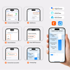 Me202w độ chính xác cao tuya Wifi Smartlife App từ xa không dây mức độ <span class=keywords><strong>Tank</strong></span> cảm biến đo lường cụ mực nước chỉ số - Product Image 4