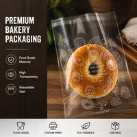 Sacs de boulangerie transparents OPP auto-adhésifs en BOPP pour pain, bagels, beignets, pâtisseries, gâteaux faits maison, produits de boulangerie-café