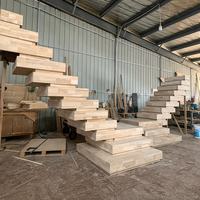 Escalier intérieur empilé en bois, structure flottante avec marches en bois massif pour villas, directement de l'usine