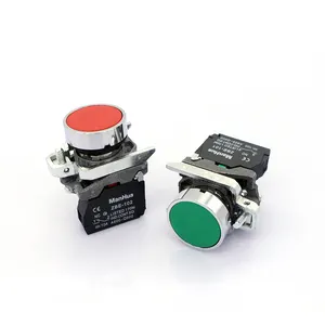 Push Button ManHua Spring Return Push Button XB4BA31 22mm Green Flush Pushbutton With 1NO