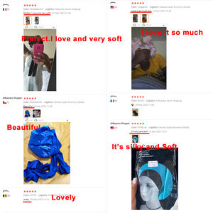 Toptan özel Logo uzun örgü Bonnets ayarlanabilir geniş bant gece şapka uyku kap ipek saç şal çift katmanlı saten kaput - Product Image 3