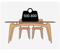 Table en bois massif nordique, table à manger moderne en bois naturel avec plateau blanc mat, ensemble pour 6 personnes