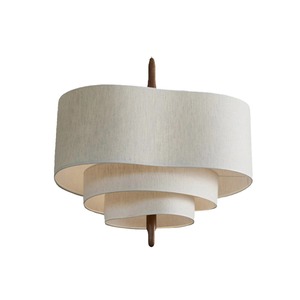 French Vintage Retro Wabi-Sabi Japanese-Style Woodwork Fabric Chandelier LED Pendant <b>Lights</b> for <b>Dining</b> Table Guesthouse Home Use - Product Image 6