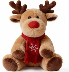Peluche de <span class=keywords><strong>renne</strong></span> de Noël promotionnelle pour bébé avec écharpe rouge, super douce, rembourrée en coton, pour un confort optimal - Product Image 1