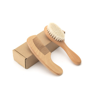 Brosse à cheveux ionique à logo laser, faible MOQ, en bois naturel avec poils <span class=keywords><strong>de</strong></span> chèvre, pour bébés, nouveau-nés et tout-petits, avec coussin, pour le cuir chevelu et le croûtier des enfants - Product Image 2