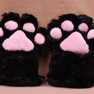 <b>Plush</b> Black White <b>Cat</b> Paw Gloves Animal Mitten Cosplay Costume Anime Paw Lolita Accessories Gloves Toy - Product Image 6