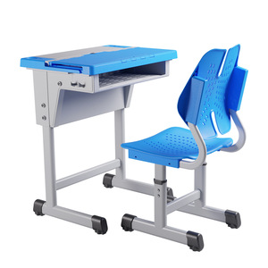 Lin Ying <b>Study</b> <b>Desk</b> And Chair Set Adjustable Height For Primary School Students Modern Minimalist Style Blue - Product Image 1