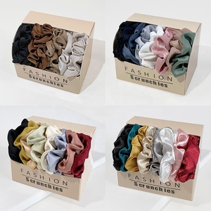 สีผ้าไหมซาตินผม scrunchies นมระบบกาแฟสําหรับผู้หญิงอุปกรณ์เสริมผม - Product Image 2
