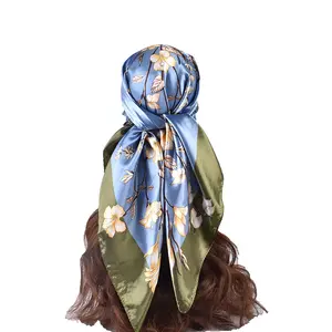 MIO Summer Spring Satin Fabric Square Scarf Head Warp Leisure Time Head Scarf Neck Gaiters For Lady Women