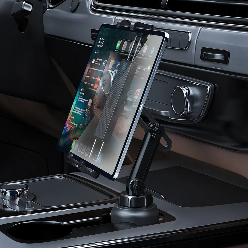 Soporte Universal para Teléfono Móvil y Tableta, Base Ajustable 360, Brazo Telescópico, Soporte para Taza de Coche, Soporte para Tableta para iPad