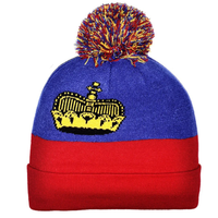Nouvelle Arrivée Bonnet Tricoté Drapeau du Lesotho pour Femmes et Hommes, Bonnet à Pompon, Chaud et Doux pour l'Hiver, Extensible, Pas Cher, Personnalisable, Vente en Gros