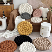 Nouveau style 2025 Coussin tissé uni minimaliste 'Cookie' - Esthétique crème INS, style crème français pour baie vitrée, canapé et pouf