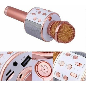 Bluetooth Karaoke <b>Microphone</b> <b>With</b> <b>Speaker</b> Gold Color For Singing Party Use - Product Image 3