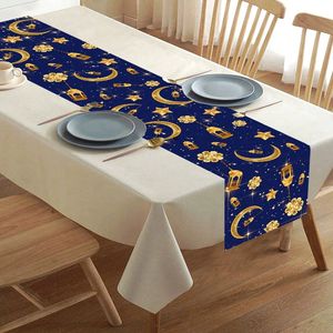 <span class=keywords><strong>Camino</strong></span> <span class=keywords><strong>de</strong></span> <span class=keywords><strong>Mesa</strong></span> <span class=keywords><strong>Azul</strong></span> Oscuro con Luna Creciente Dorada, Estrellas y Faroles para Decoración <span class=keywords><strong>de</strong></span> <span class=keywords><strong>Mesa</strong></span> <span class=keywords><strong>de</strong></span> Comedor en Ramadán y Eid, Tela Elegante y Lavable - Product Image 5