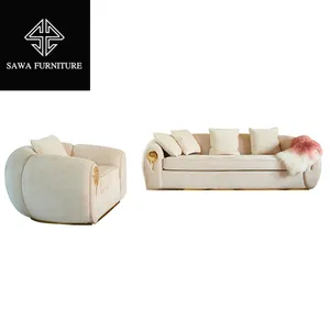 Hedendaagse Woonkamer Meubels Luxe Sofa Set Hoge Kwaliteit Italiaanse Ontwerp Goud Drie Seat Home Meubels Set Fluwelen Sofa