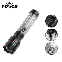 Lampe torche LED laser blanche avec lumière latérale SMD, portée de 1000 m, en alliage d'aluminium, rechargeable par USB-C, zoomable, IP65, lampe tactique