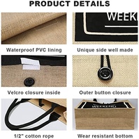 Bolso de mano de yute para la playa, bolsa de lona de algodón ecológico con logotipo personalizado impreso, con bolsillo, gran oferta