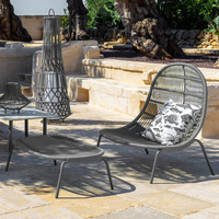 Chaise longue et chaise longue inclinable en osier imperméable de style nordique, mobilier d'extérieur avec structure métallique pour balcon, jardin, terrasse, pièce témoin
