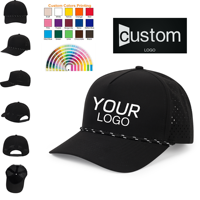 Casquette de baseball unisexe Wesport, nouvelle mode, logo personnalisé en PVC, 5 panneaux, polyester imperméable, perforations découpées au laser, pour le sport et le golf