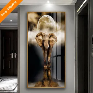 New Art Hanging Wall Art Printed Glass Ceramic Paintings with Gold Aluminum Frame Crystal porcelain painting 2021