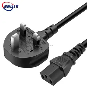 British BS-1363 Mains Plug 2 Pin Power Cable 10ft 7.5A/250V UK Plug to IEC C7 Figure 8 Power Cord Lead
