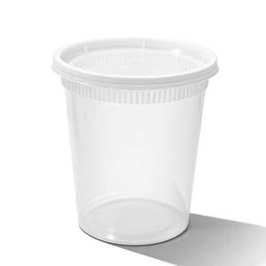 [240ct] 32 oz PP <b>Plastic</b> Heavy Duty Deli <b>Containers</b> with Lids Microwavable <b>Clear</b> - Product Image 3