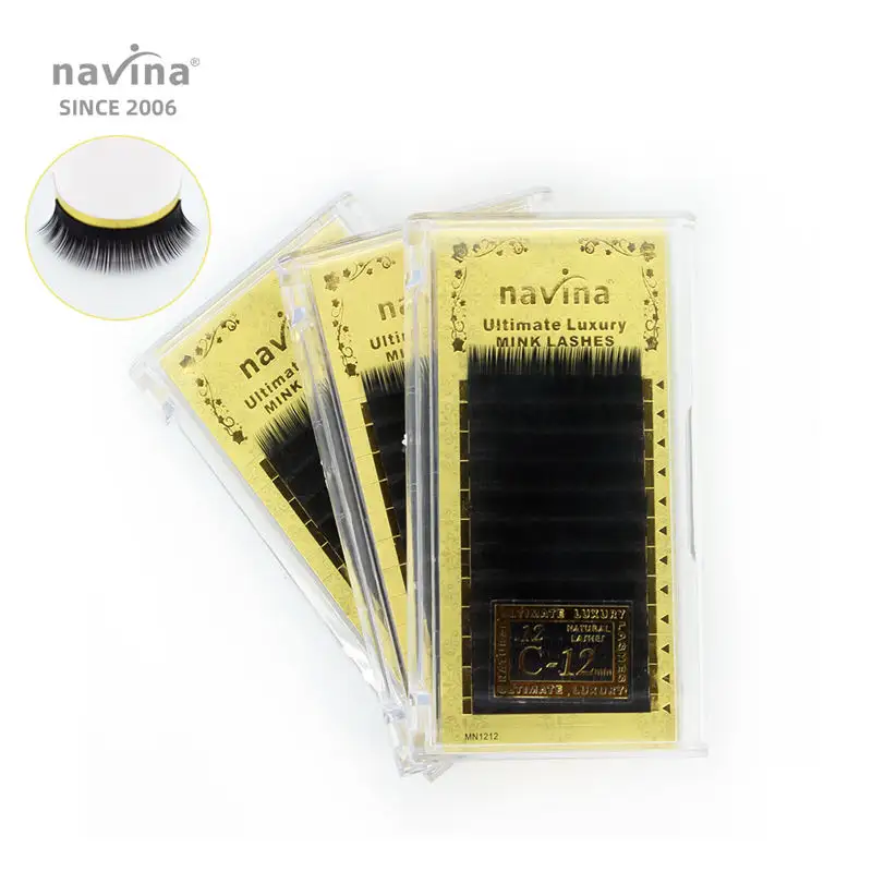 Yimart Navina Natural Silk Full Strip ciglia Private Label ciglia 0.05mm Volume visone extension ciglia per prodotti di bellezza