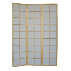 solid wooden and fabric folding shoji screen