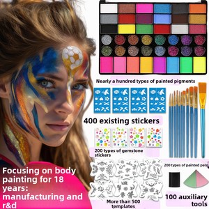 Ensemble de peinture pour le <span class=keywords><strong>visage</strong></span> à l'<span class=keywords><strong>aquarelle</strong></span> personnalisable de 42 couleurs avec emballage en boîte de couleur, soluble dans l'eau, pour Halloween et Noël - Product Image 3