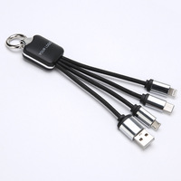Câble de charge USB personnalisé avec logo lumineux, en ABS tressé durable, porte-clés, cadeaux promotionnels personnalisables pour l'électronique grand public