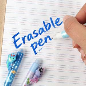 ปากกาเจลลบได้สำหรับเด็ก O&Q ขายส่ง หัวคู่ แบบรับความร้อน  วัสดุพลาสติก ขนาด 0.5 มม. หมึกสีดำ/น้ำเงิน ลายสัตว์ทะเล - Product Image 5