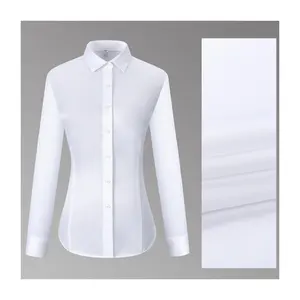 Premium Quality Ladies Long Sleeve Formal Dress Blouse 100% Cotton Wrinkle Free Formal Office Work Shirts For Women