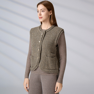 Chaleco de Punto Personalizado con Logotipo, Diseño Invernal sin Mangas, Chaleco de Punto Informal para Mujer, Suéter de Cuello Redondo, Cárdigan de Punto para Mujer - Product Image 5