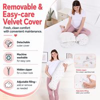 Oreiller de soutien pour la grossesse en forme de U, blanc, 100% coton, amovible et lavable, pour le dos, le ventre, les jambes et les hanches des femmes enceintes