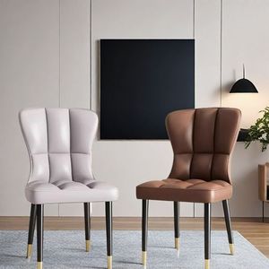 Dining Chair Tufted High <b>Backrest</b> Black Leather Look Modern Living Room Chair Adult Use - Product Image 3