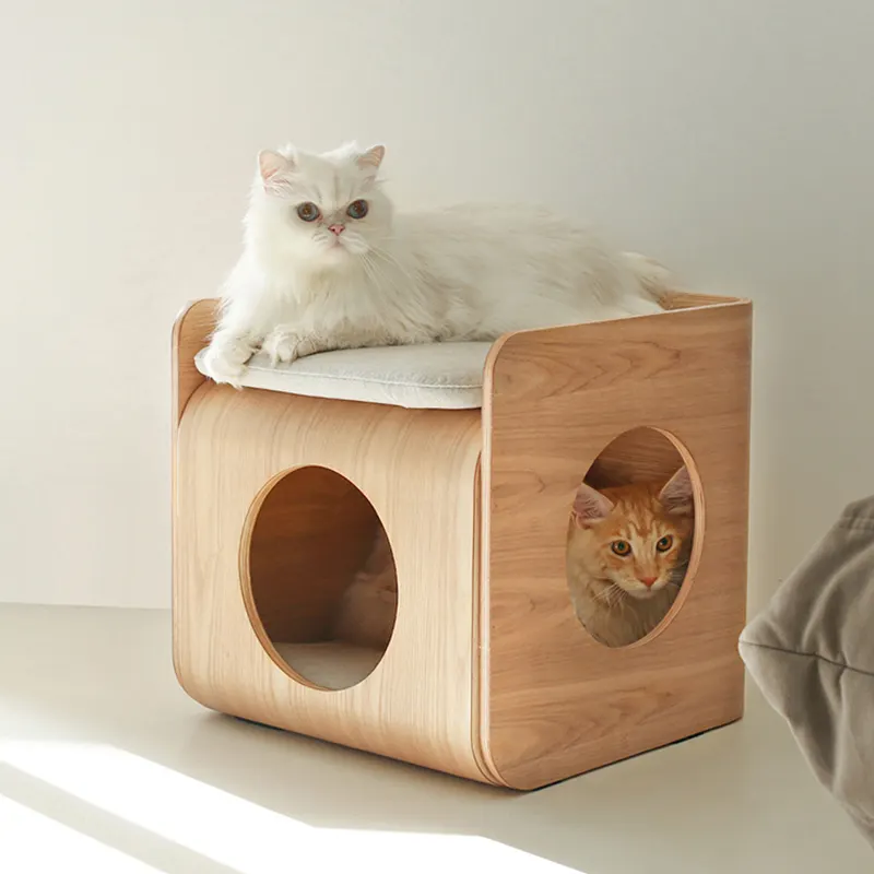 nordic wood cat house pet houses modern cat furniture luxury wooden pet bed cat houses & furniture