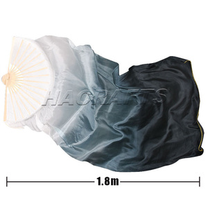 مروحة يدوية حريرية للنساء بسعر المصنع وجودة عالية، تصميم جديد طويل لرقص البطن بنمط الخيزران للحفلات - Product Image 5