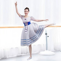 Robe de tutu de ballet romantique professionnelle pour femmes, robe de ballet longue en tulle blanc, costume de scène, tenue de danse de ballerine