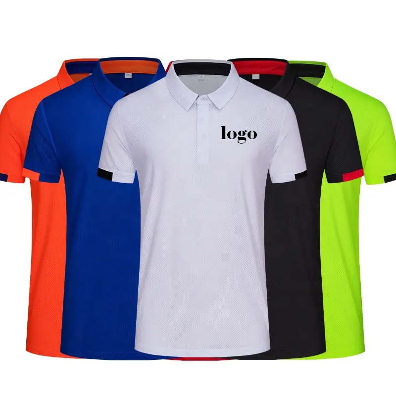 Camiseta polo branca de secagem rápida para homens, camisa polo de golfe com design personalizado de manga curta, novo estilo