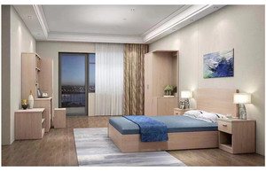Ensembles de meubles de chambre à coucher d'hôtel modernes <span class=keywords><strong>moins</strong></span> <span class=keywords><strong>chers</strong></span> pour la chambre pour les appartements et les villas hôtel commercial fait de matériel durable de mélamine - Product Image 5