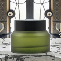 Fuyun Couvercle de pot de crème cosmétique de haute qualité pour les soins de la peau 15ml/30ml/50ml Verre dépoli vert ambré avec bouchon en plastique