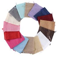 Sac à cordon en lin naturel écologique avec logo personnalisé, pochette cadeau réutilisable en jute pour bijoux et cadeaux de mariage