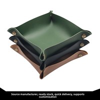 Plateau de rangement pliable multifonctionnel en cuir PU carré moderne et coloré pour la cuisine, la salle de bain, le bureau, les bijoux, les clés