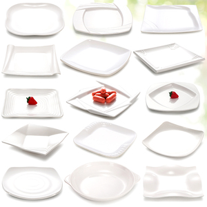 Haute qualité incassable <span class=keywords><strong>blanc</strong></span> <span class=keywords><strong>carré</strong></span> forme différente 100% mélamine pâtes Snack gâteau plat de service assiette - Product Image 4