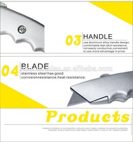Couteau utilitaire à lame trapézoïdale SK5 en alliage d'aluminium, couteau à découper robuste