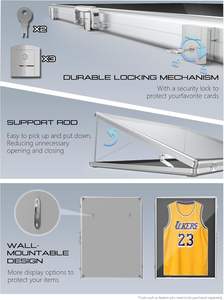 Grande vitrine d'exposition pour cartes argentées, cadre d'affichage portable en aluminium pour cartes de collection et gradées avec serrures - Product Image 6